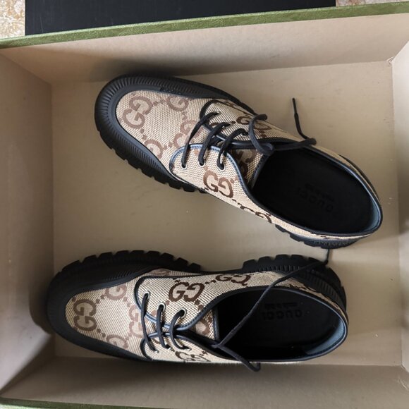 New Gucci Maxi GG Supreme Canvas Men Lace-Up Shoes - Picture 3 of 12